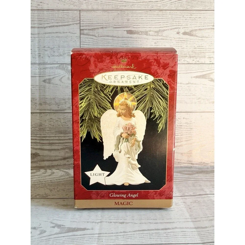 Vintage 1997 Hallmark Keepsake Glowing Angel Magic Lighted Christmas Ornament